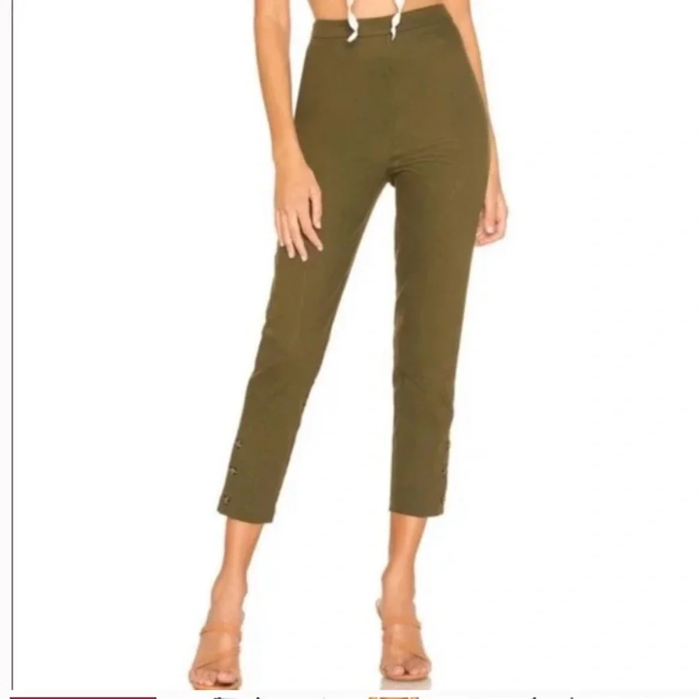 L’academié Revolve Alloy Skinny Pant in Olive green size large side zip - Picture 1 of 4